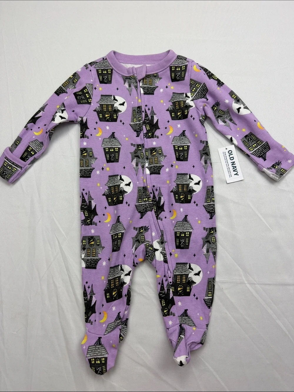 Old Navy Lavender Halloween Haunted House Footed One-Piece 2way zipper